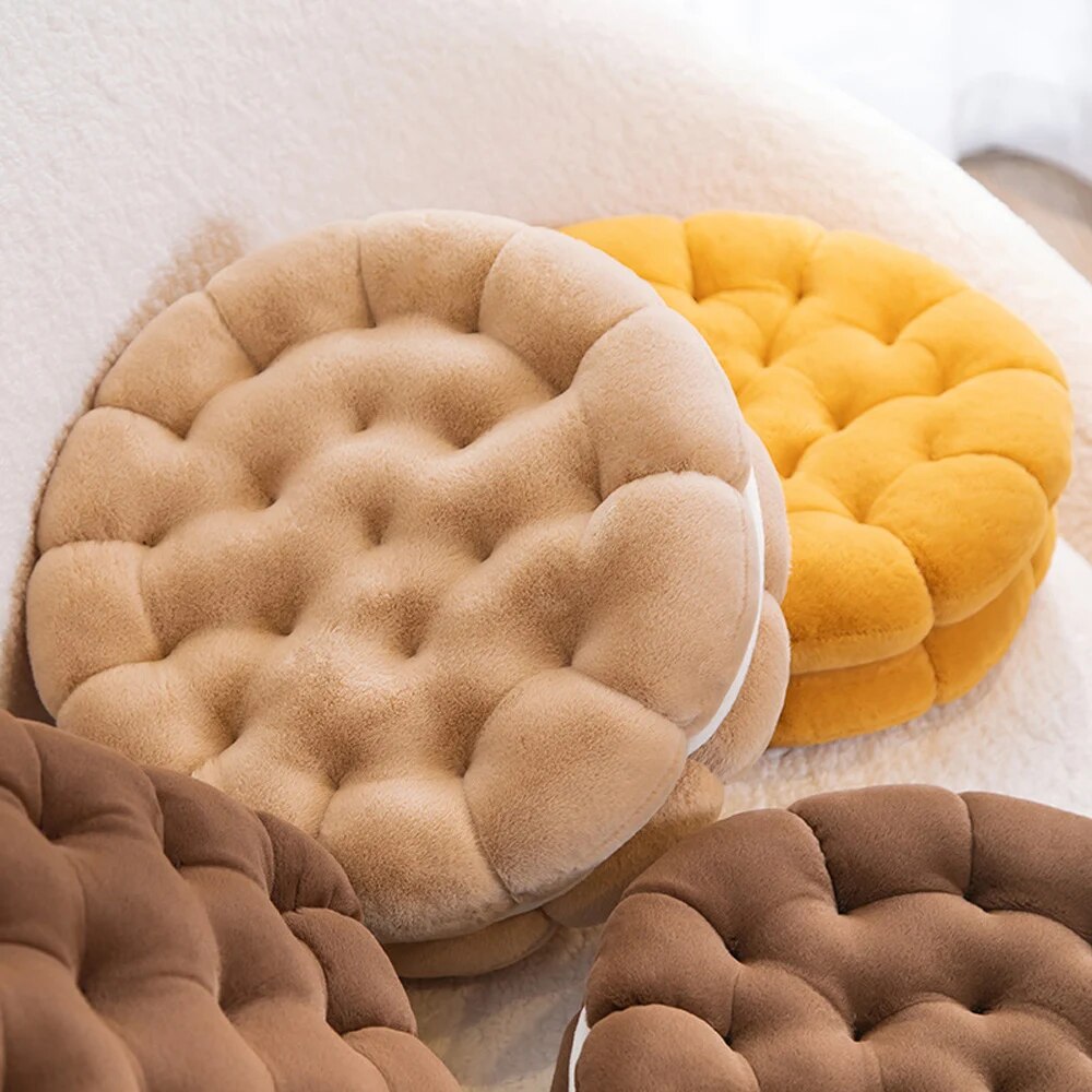 Anyhouz Plush Pillow White Tiger Round Double Biscuit Shape Stuffed Soft Pillow Seat Cushion Room Decor-Pillow-PEROZ Accessories