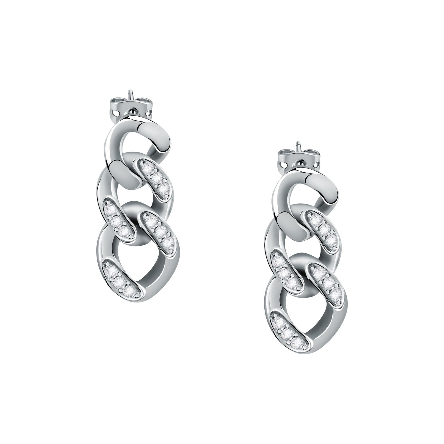Chiara Ferragni Chain Collection Silver Earrings-Earrings-PEROZ Accessories
