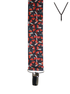 BRACES. Y-Back with Nickel Clips. Jocelyn Proust Gum Blossom Print. Red/Navy. 35mm width.-Braces-PEROZ Accessories