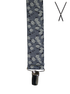 BRACES. X-Back with Nickel Clips. Jocelyn Proust Lined Leaves Print. Black/Silver. 35mm width.-Braces-PEROZ Accessories