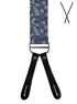 BRACES. X-Back with Leather Ends. Jocelyn Proust Lined Leaves Print. Black/Silver. 35mm width.-Braces-PEROZ Accessories
