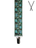 BRACES. X-Back with Nickel Clips. Jocelyn Proust Coastal Banksia Print. Navy/Aqua. 35mm width.-Braces-PEROZ Accessories