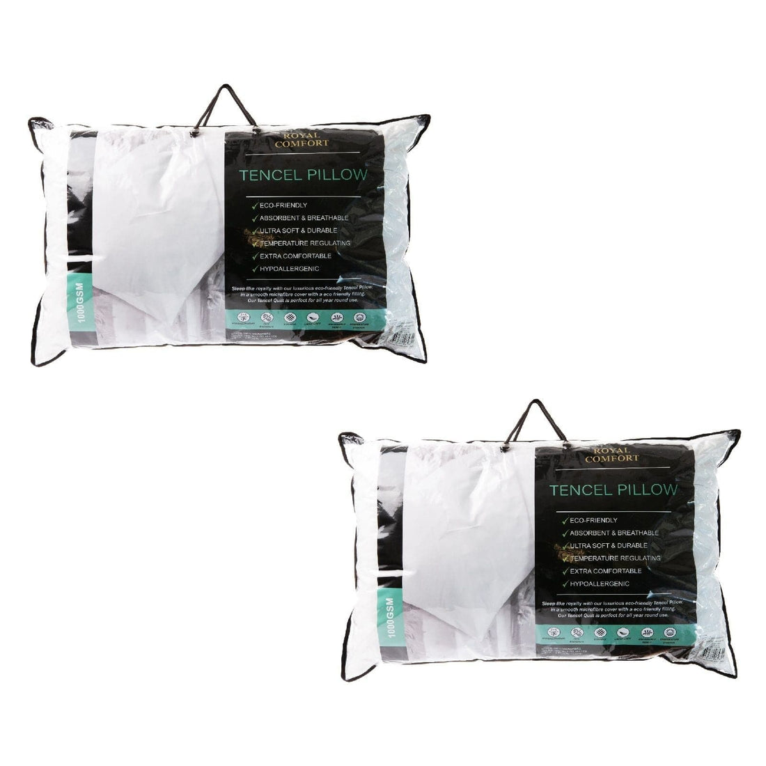 2 x Royal Comfort Tencel Blend Pillows Eco Friendly Breathable Ultra Soft-Bedding-PEROZ Accessories