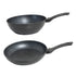 StoneChef 2 Piece Set 1 x Frypan 28cm 1 x Wok Pan 28cm Kitchen Grey Handle-Cookware-PEROZ Accessories