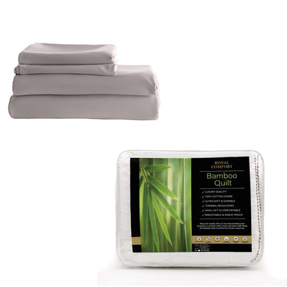 Royal Comfort Bed Set 1 x Bamboo Cotton Balmain Sheet Set And 1 x Bamboo Quilt-Bedding-PEROZ Accessories