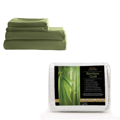 Royal Comfort Bed Set 1 x Bamboo Cotton Balmain Sheet Set And 1 x Bamboo Quilt-Bedding-PEROZ Accessories