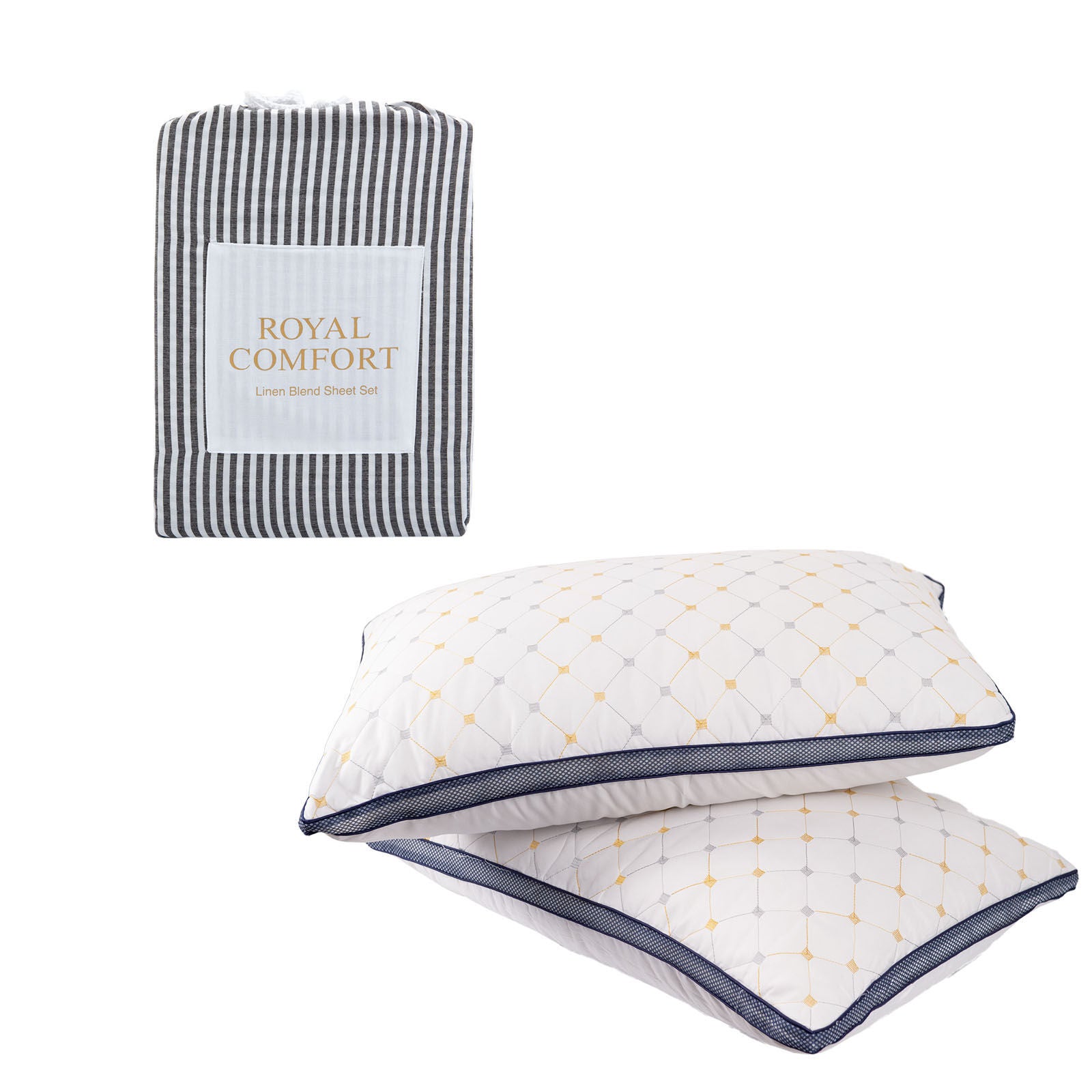 Royal Comfort Bedding Set 1 x Linen Blend Sheet Set And 2 x Air Mesh Pillows-Bedding-PEROZ Accessories