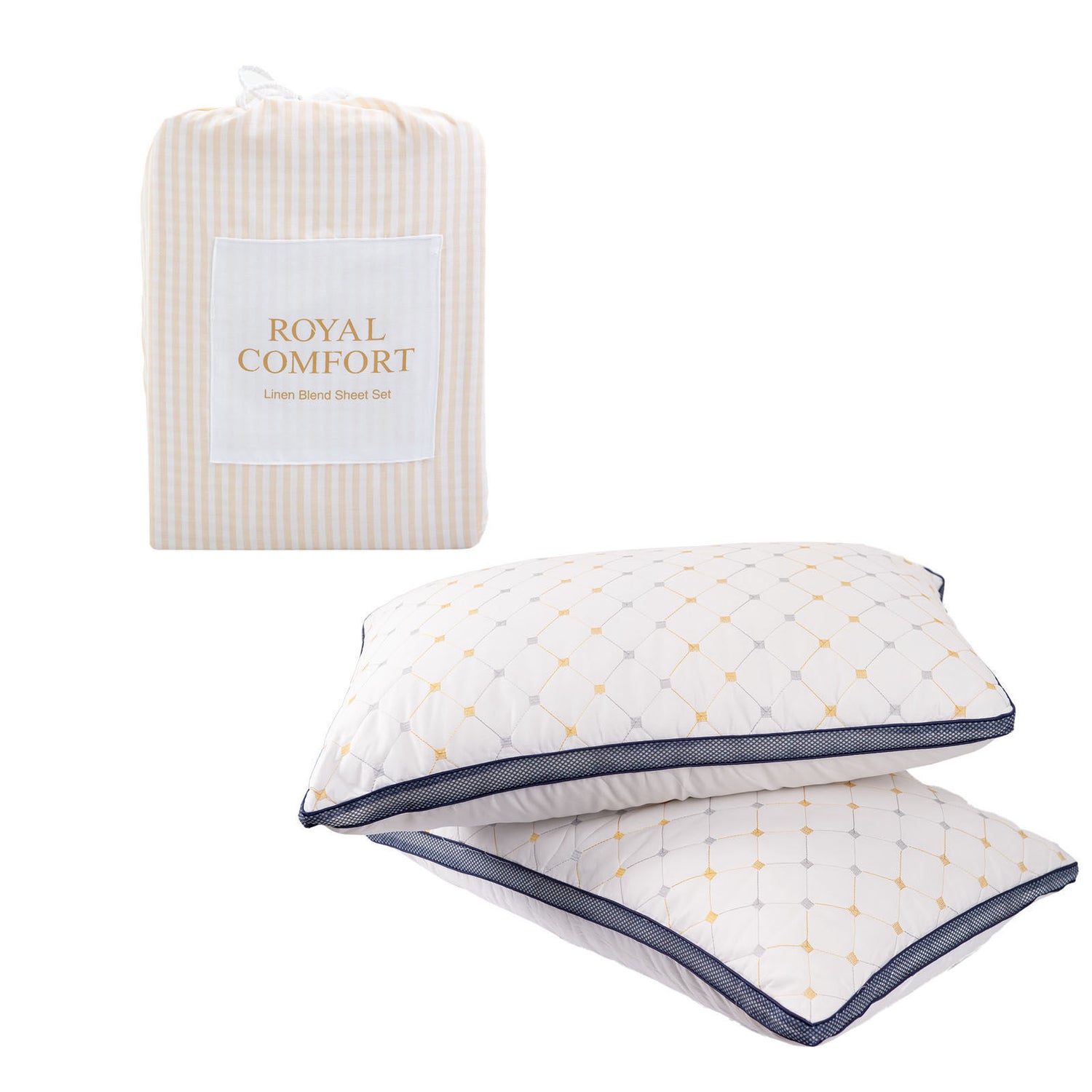 Royal Comfort Bedding Set 1 x Linen Blend Sheet Set And 2 x Air Mesh Pillows-Bedding-PEROZ Accessories