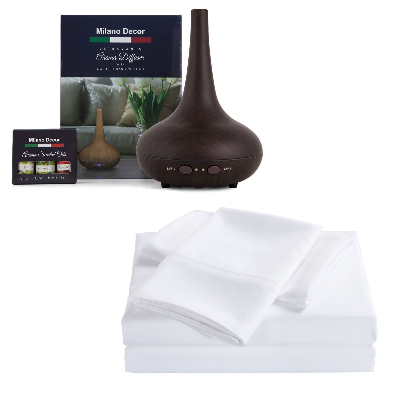 Royal Comfort 2000 Thread Count Sheet Set With Bonus Aroma Diffuser with 3 Oils-Bedding-PEROZ Accessories