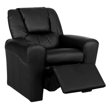 Keezi Kids Recliner Chair Black PU Leather Sofa Lounge Couch Children Armchair-Baby &amp; Kids &gt; Kid&