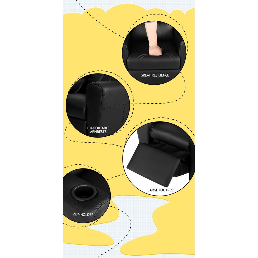 Keezi Kids Recliner Chair Black PU Leather Sofa Lounge Couch Children Armchair-Baby &amp; Kids &gt; Kid&