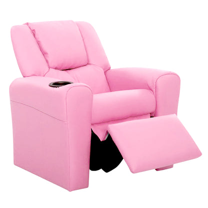 Keezi Kids Recliner Chair Pink PU Leather Sofa Lounge Couch Children Armchair-Baby &amp; Kids &gt; Kid&