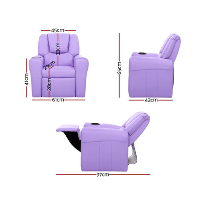 Keezi Kids Recliner Chair Purple PU Leather Sofa Lounge Couch Children Armchair-Baby &amp; Kids &gt; Kid&
