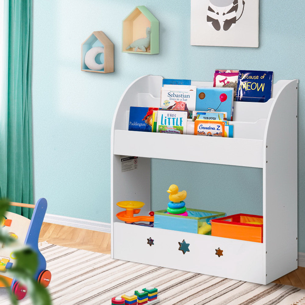 Keezi Kids Bookshelf Children Toy Storage Magazine Rack Organiser Bookcase White-Baby &amp; Kids &gt; Kid&
