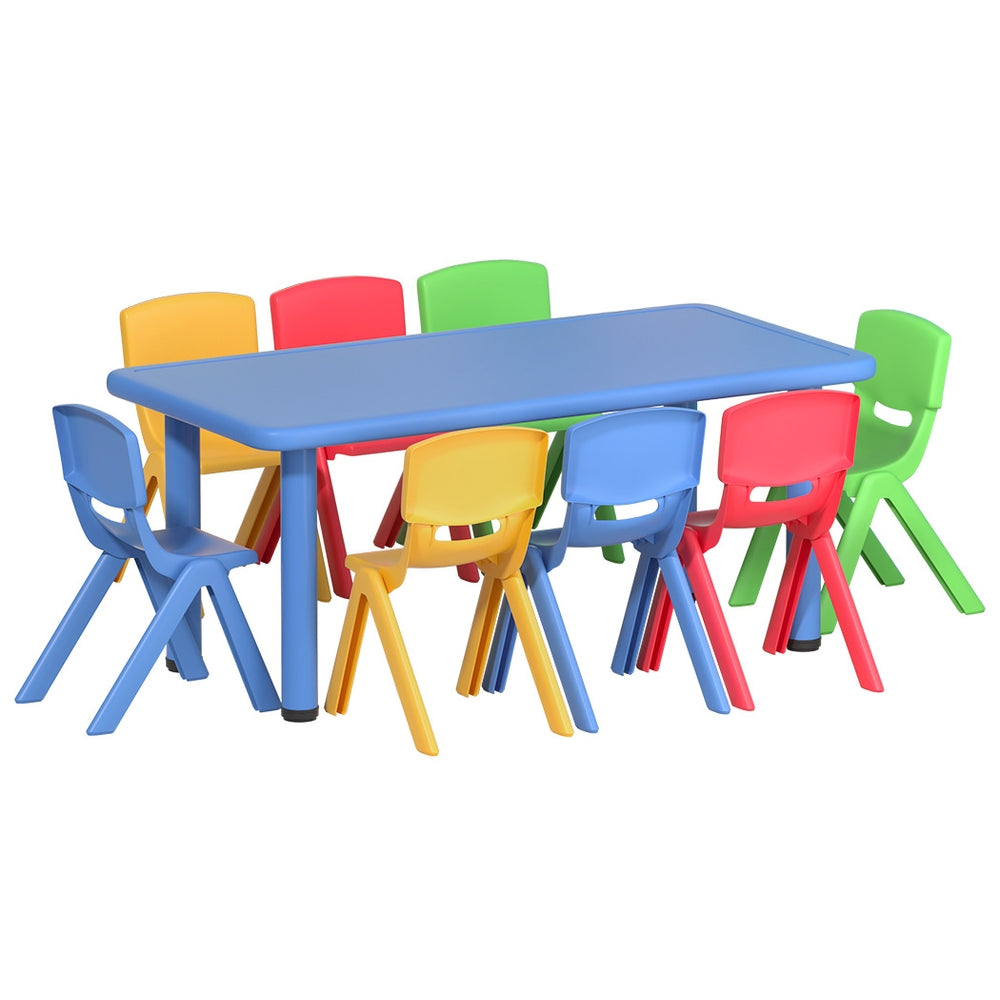 Keezi 9PCS Kids Table and Chairs Set Children Study Desk Furniture Plastic 8 Chairs-Baby &amp; Kids &gt; Kid&
