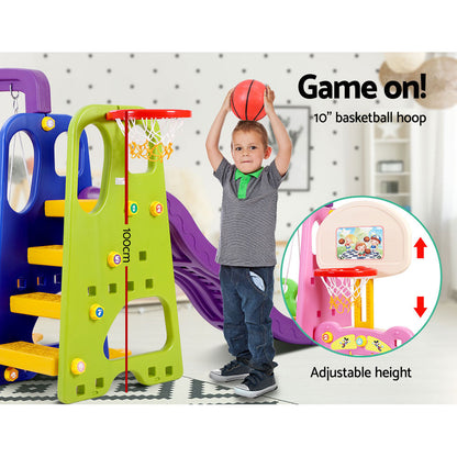 Keezi Kids 7-in-1 Slide Swing with Basketball Hoop Toddler Outdoor Indoor Play-Baby &amp; Kids &gt; Toys-PEROZ Accessories