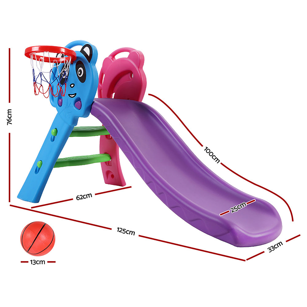 Keezi Kids Slide with Basketball Hoop Outdoor Indoor Playground Toddler Play-Baby &amp; Kids &gt; Toys-PEROZ Accessories
