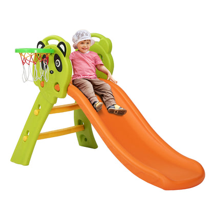Keezi Kids Slide Basketball Hoop Activity Center Outdoor Toddler Play Set Orange-Baby &amp; Kids &gt; Toys-PEROZ Accessories