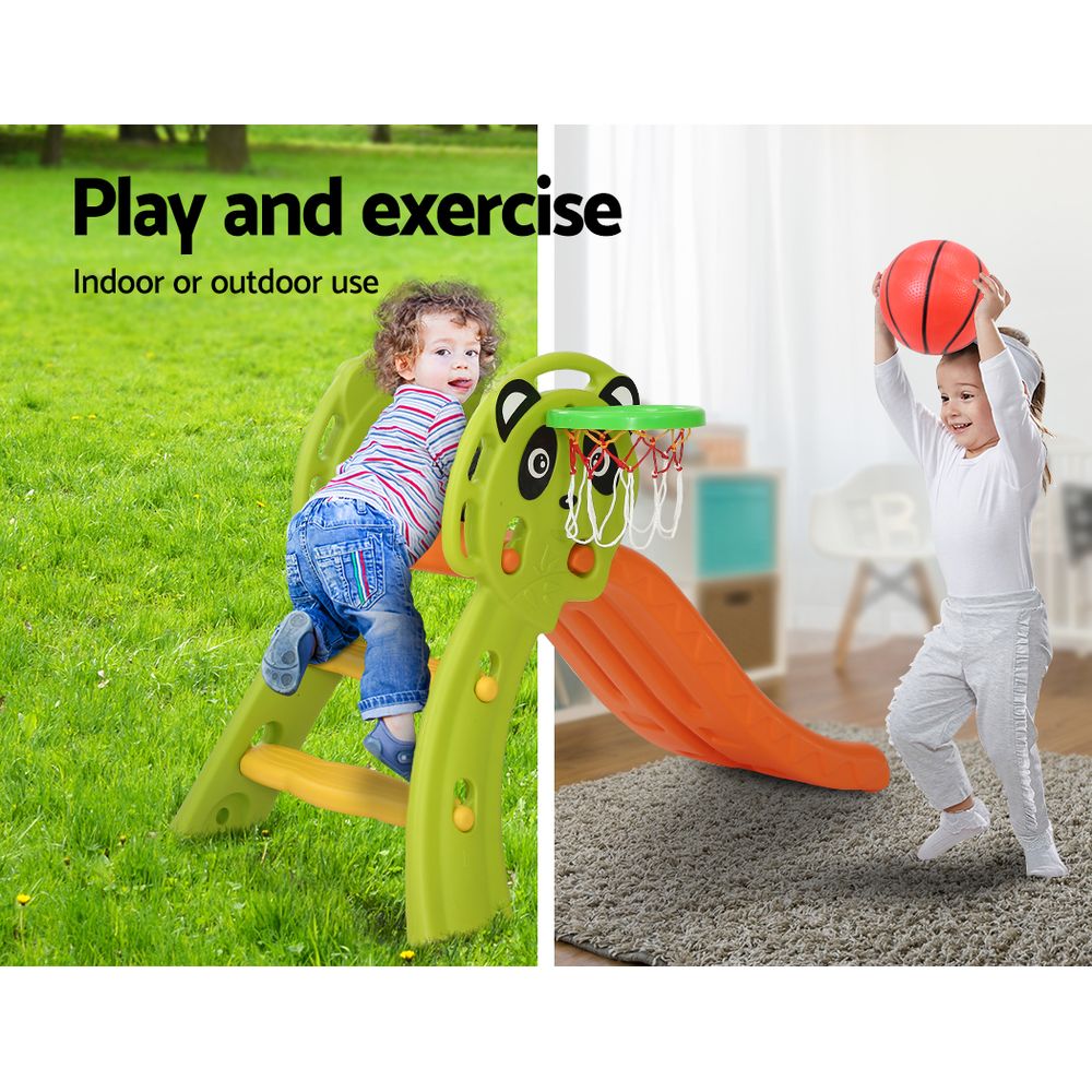 Keezi Kids Slide Basketball Hoop Activity Center Outdoor Toddler Play Set Orange-Baby &amp; Kids &gt; Toys-PEROZ Accessories