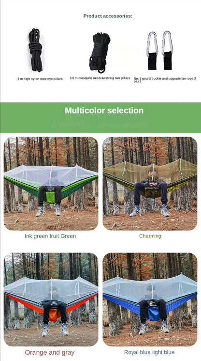 Anypack Camping Swing Chair Green Outdoor Mosquito Net Hammock Anti-Mosquito Nylon Parachute Cloth Indoor Swing Chair Portable Camping Supplies-Camping Essentials-PEROZ Accessories