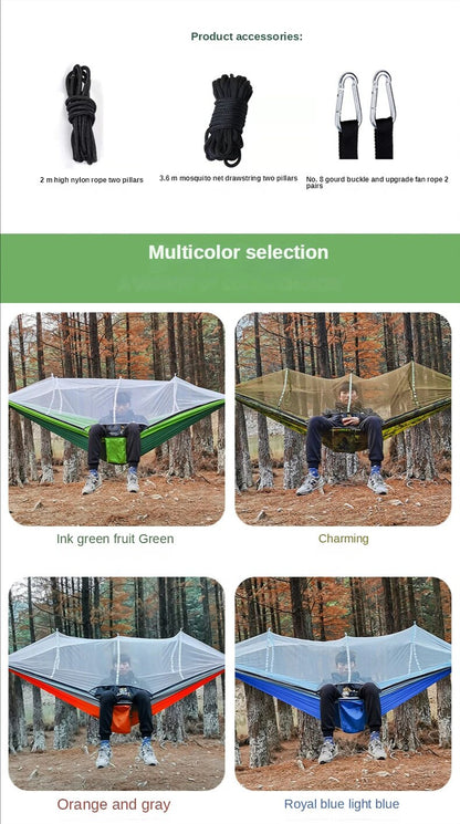 Anypack Camping Swing Chair Army Green Outdoor Mosquito Net Hammock Anti-Mosquito Nylon Parachute Cloth Indoor Swing Chair Portable Camping Supplies-Camping Essentials-PEROZ Accessories