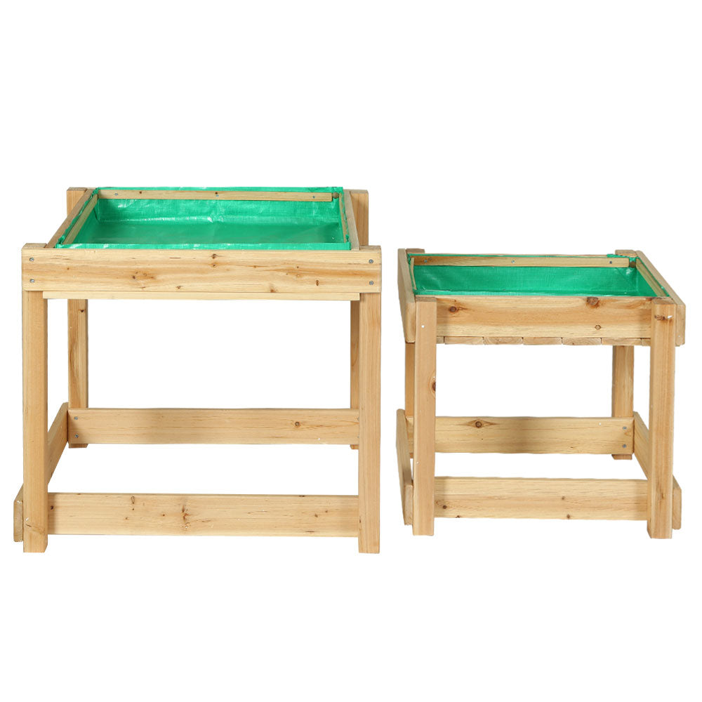 Keezi Kids Sandpit Sand and Water Wooden Table with Cover Outdoor Sand Pit Toys-Baby &amp; Kids &gt; Toys-PEROZ Accessories