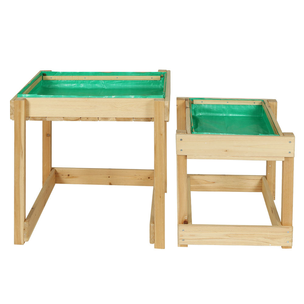 Keezi Kids Sandpit Sand and Water Wooden Table with Cover Outdoor Sand Pit Toys-Baby &amp; Kids &gt; Toys-PEROZ Accessories