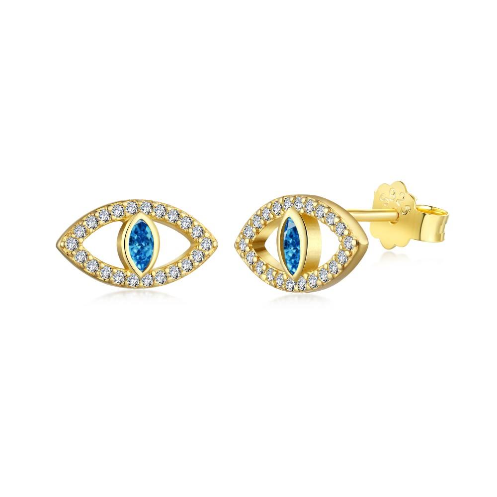 Anyco Earrings Gold Dainty Cz Cubic Zircon Blue Stone 18K Gold Plated S925 Sterling Silver Dangle Stud Earrings Jewelry Women-Earrings-PEROZ Accessories