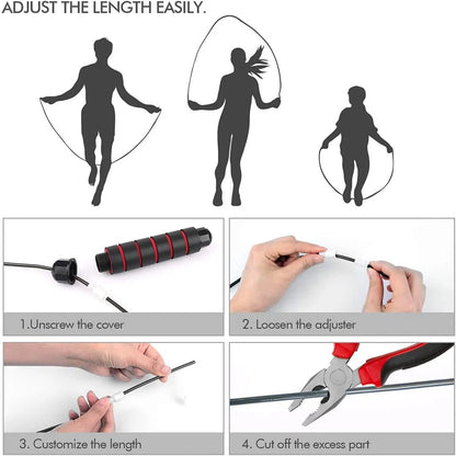 Anyfit Black Jumping Rope Tangle Free Rapid Speed Cable With Ball Bearings Steel Skipping Rope Gym Fitness Home Exercise Slim Body-Exercise &amp; Fitness-PEROZ Accessories