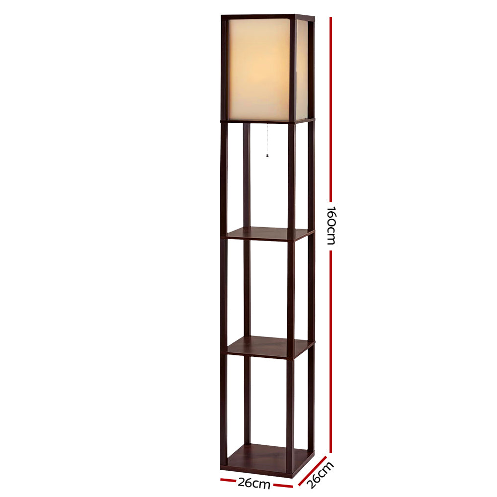 Artiss Floor Lamp Vintage Reding Light Stand Wood Shelf Storage Organizer Home-Home &amp; Garden &gt; Lighting - Peroz Australia - Image - 3