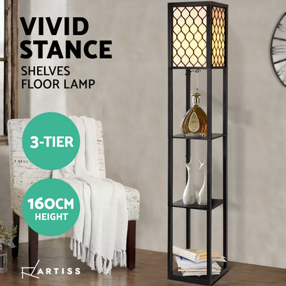 Artiss Floor Lamp Storage Shelf LED Lamps Vintage Standing Reading Light Bedroom-Furniture &gt; Bedroom - Peroz Australia - Image - 4