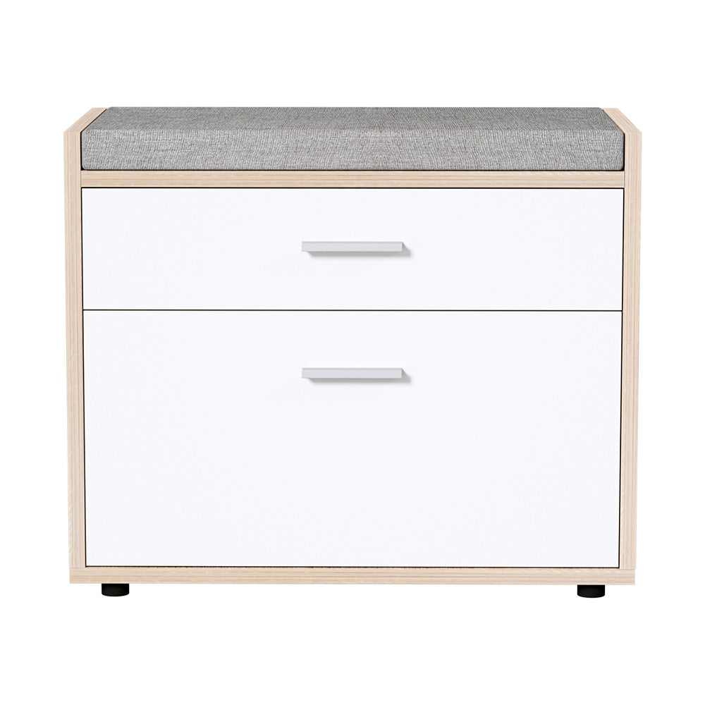 Artiss Shoe Cabinet Bench Shoes Storage Organiser Rack Fabric Seat Wooden Cupboard Up to 8 pairs-Furniture &gt; Living Room - Peroz Australia - Image - 3