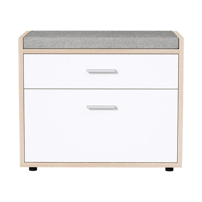Artiss Shoe Cabinet Bench Shoes Storage Organiser Rack Fabric Seat Wooden Cupboard Up to 8 pairs-Furniture &gt; Living Room - Peroz Australia - Image - 3
