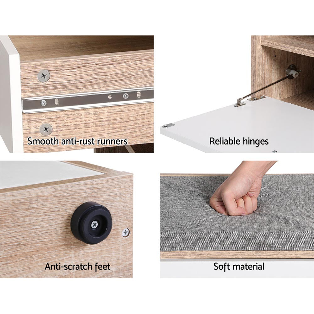Artiss Shoe Cabinet Bench Shoes Storage Organiser Rack Fabric Seat Wooden Cupboard Up to 8 pairs-Furniture &gt; Living Room - Peroz Australia - Image - 7