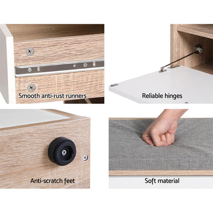 Artiss Shoe Cabinet Bench Shoes Storage Organiser Rack Fabric Seat Wooden Cupboard Up to 8 pairs-Furniture &gt; Living Room - Peroz Australia - Image - 7