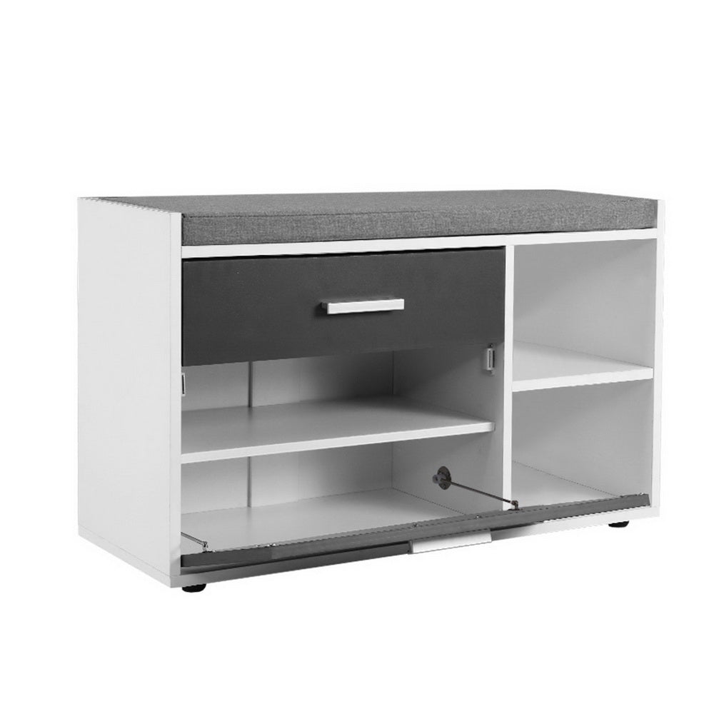 Artiss Shoe Cabinet Bench Shoes Storage Organiser Rack Wooden Cupboard Fabric Seat Adjustable Shelf-Furniture &gt; Living Room - Peroz Australia - Image - 1
