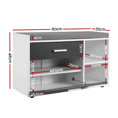 Artiss Shoe Cabinet Bench Shoes Storage Organiser Rack Wooden Cupboard Fabric Seat Adjustable Shelf-Furniture &gt; Living Room - Peroz Australia - Image - 2