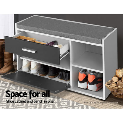 Artiss Shoe Cabinet Bench Shoes Storage Organiser Rack Wooden Cupboard Fabric Seat Adjustable Shelf-Furniture &gt; Living Room - Peroz Australia - Image - 5