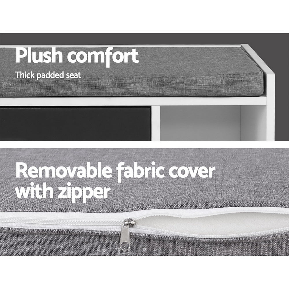 Artiss Shoe Cabinet Bench Shoes Storage Organiser Rack Wooden Cupboard Fabric Seat Adjustable Shelf-Furniture &gt; Living Room - Peroz Australia - Image - 6