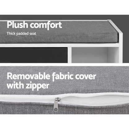Artiss Shoe Cabinet Bench Shoes Storage Organiser Rack Wooden Cupboard Fabric Seat Adjustable Shelf-Furniture &gt; Living Room - Peroz Australia - Image - 6