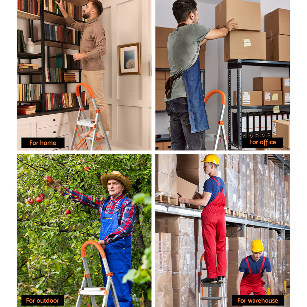 Giantz 3 Step Ladder Multi-Purpose Folding Aluminium Light Weight Non Slip Platform-Tools &gt; Other Tools-PEROZ Accessories