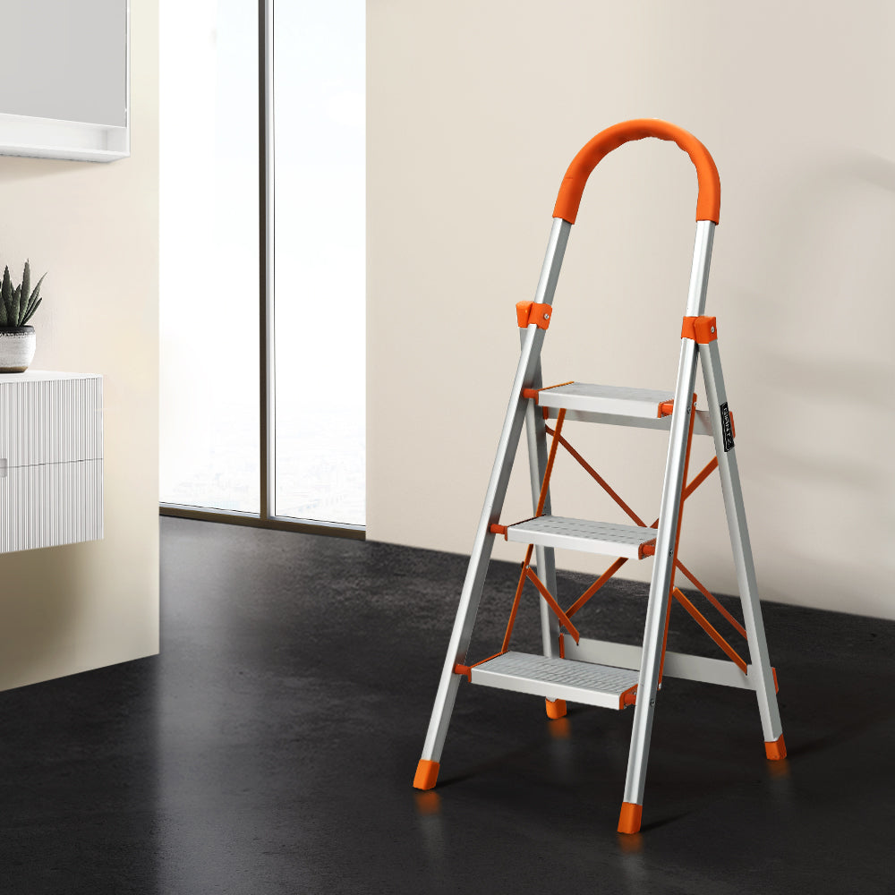Giantz 3 Step Ladder Multi-Purpose Folding Aluminium Light Weight Non Slip Platform-Tools &gt; Other Tools-PEROZ Accessories