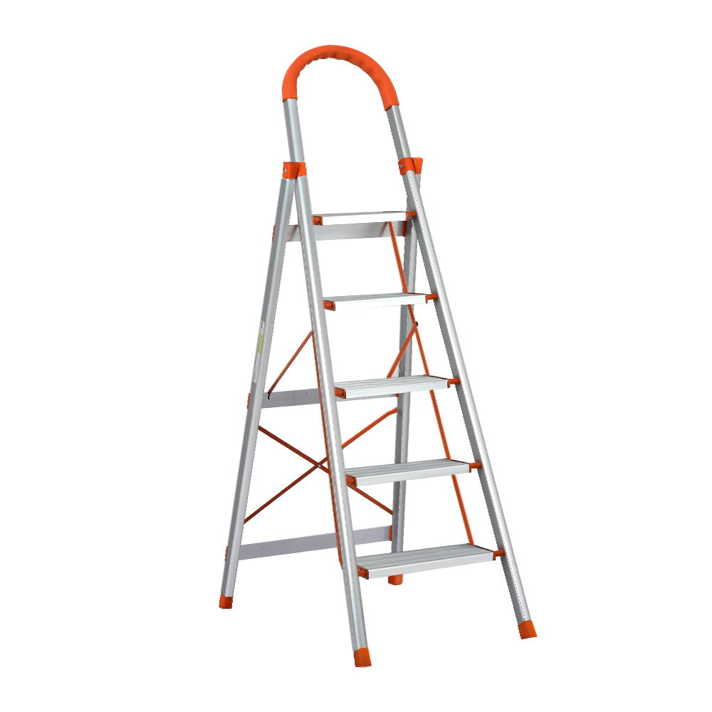 Giantz 5 Step Ladder Multi-Purpose Folding Aluminium Light Weight Non Slip Platform-Tools &gt; Other Tools-PEROZ Accessories