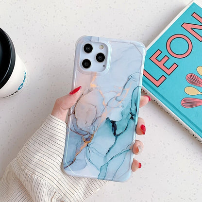Anymob iPhone Case Baby Blue Marble Painting Pattern Soft Silicone Back Cover- Apple iPhone 11 Pro Max 7 8 Plus XS XR SE 2020-Mobile Phone Cases-PEROZ Accessories