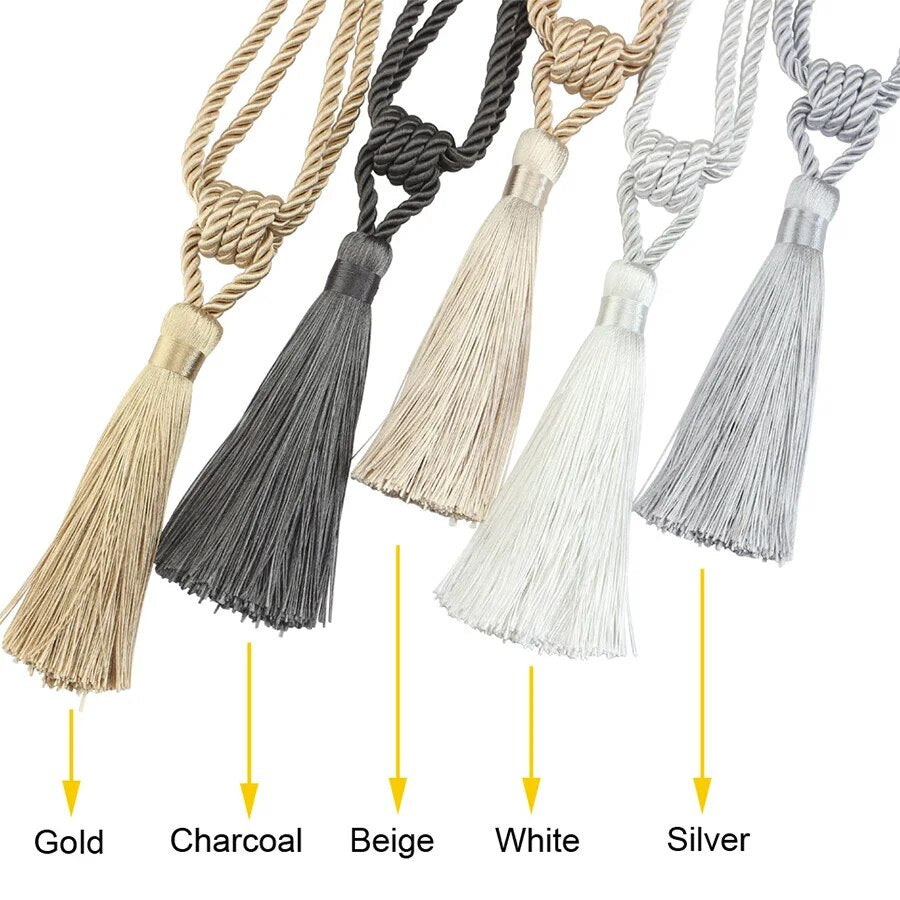 Anyhouz Curtain Tie Beige Handmade Tassel Curtain Tieback Accessories-Curtain Tie-PEROZ Accessories