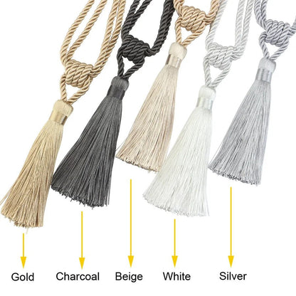 Anyhouz Curtain Tie Beige Handmade Tassel Curtain Tieback Accessories-Curtain Tie-PEROZ Accessories