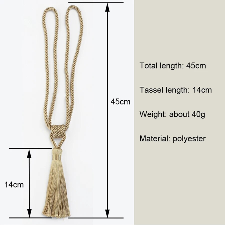 Anyhouz Curtain Tie Gold Handmade Tassel Curtain Tieback Accessories-Curtain Tie-PEROZ Accessories