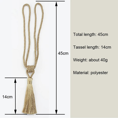 Anyhouz Curtain Tie Gold Handmade Tassel Curtain Tieback Accessories-Curtain Tie-PEROZ Accessories