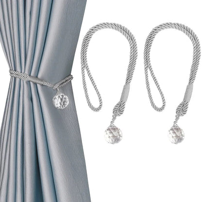 Anyhouz Curtain Tie Gold Crystal Curtain Tieback Weave Cord Beaded Hanging Curtain Holder Buckle Rope Tie-Curtain Tie-PEROZ Accessories