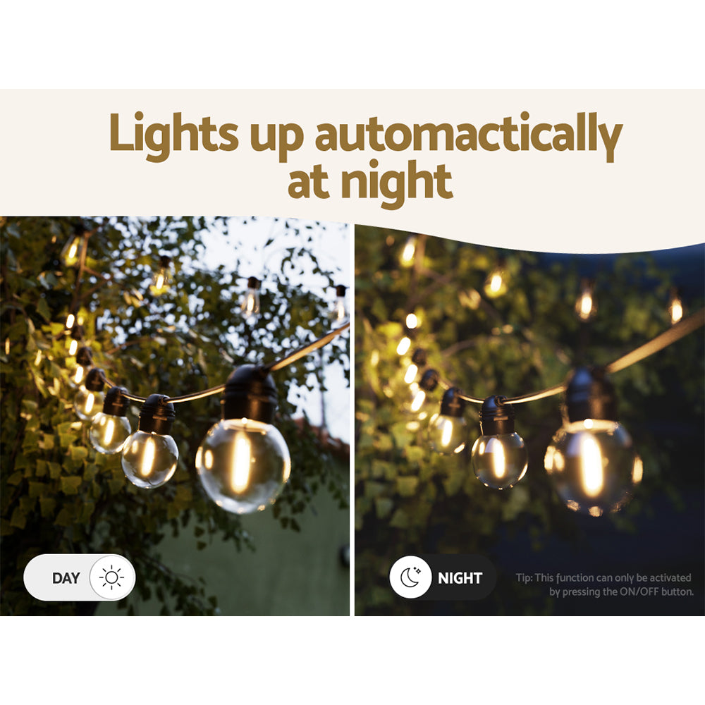 Jingle Jollys 17m Festoon Lights Solar Powered LED String Lighting Outdoor-Occasions &gt; Lights-PEROZ Accessories